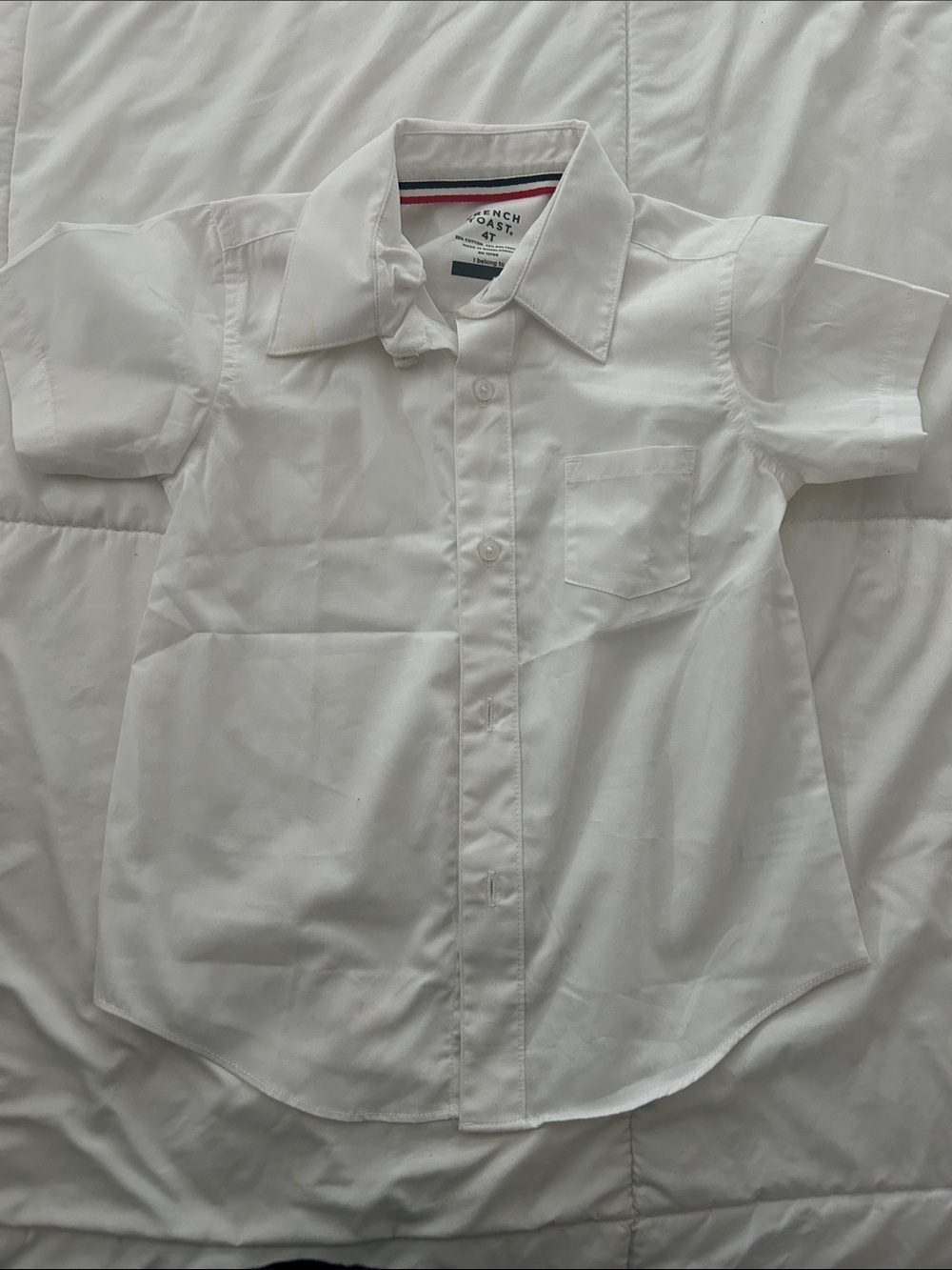 French Toast White Short-Sleeve Button-Down Shirt for Kids